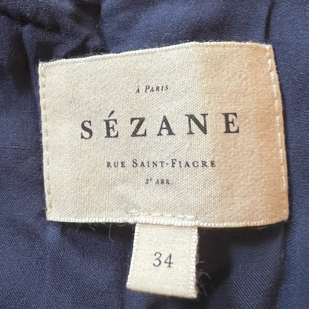 nwot sézane adele dress || marine with ecru embroidery - Picture 5 of 12